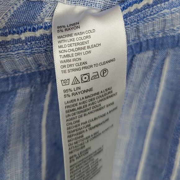 Tommy Bahama Linen Blend Blue Striped Pants Size L Relaxed Fit Resort Beachwear - Picture 3 of 7